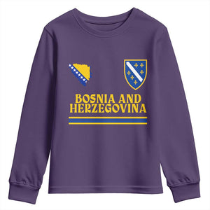 Bosnia Herzegovina Soccer Jersey Style Youth Sweatshirt Country Map Heritage Football Fan TS02 Purple Print Your Wear