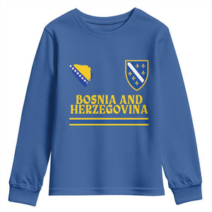 Bosnia Herzegovina Soccer Jersey Style Youth Sweatshirt Country Map Heritage Football Fan TS02 Royal Blue Print Your Wear