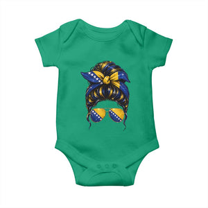 Bosnian Girl Messy Bun Flag Bandana Woman Graphic Baby Onesie Bosnia Herzegovina Pride TS02 Irish Green Print Your Wear