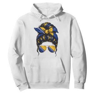 Bosnian Girl Messy Bun Flag Bandana Woman Graphic Hoodie Bosnia Herzegovina Pride TS02 White Print Your Wear