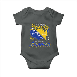 From Bosnia and Already in America Baby Onesie Bosnian Soccer Fan Travel Bosnia Herzegovina Pride TS02 Dark Heather Print Your Wear