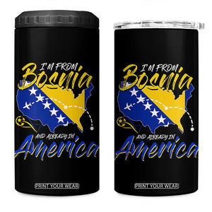 From Bosnia and Already in America 4 in 1 Can Cooler Tumbler Bosnian Soccer Fan Travel Bosnia Herzegovina Pride