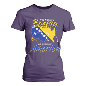 From Bosnia and Already in America T Shirt For Women Bosnian Soccer Fan Travel Bosnia Herzegovina Pride TS02 Purple Print Your Wear