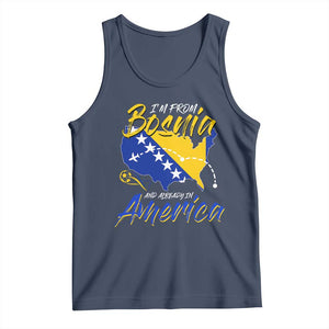From Bosnia and Already in America Tank Top Bosnian Soccer Fan Travel Bosnia Herzegovina Pride TS02 Navy Print Your Wear