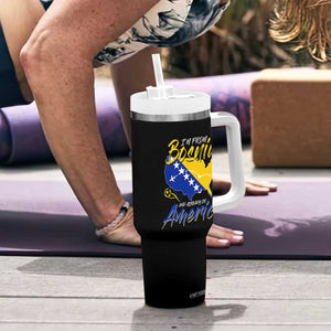 From Bosnia and Already in America Tumbler With Handle Bosnian Soccer Fan Travel Bosnia Herzegovina Pride