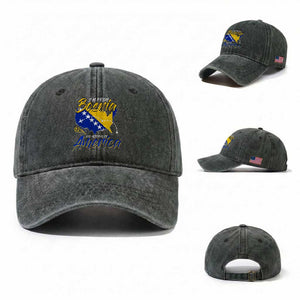 From Bosnia and Already in America Washed Cotton Baseball Cap Bosnian Soccer Fan Travel Bosnia Herzegovina Pride