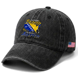 From Bosnia and Already in America Washed Cotton Baseball Cap Bosnian Soccer Fan Travel Bosnia Herzegovina Pride