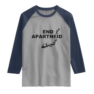 End Apartheid Human Rights Raglan Shirt Broken Chain Social Justice Activist
