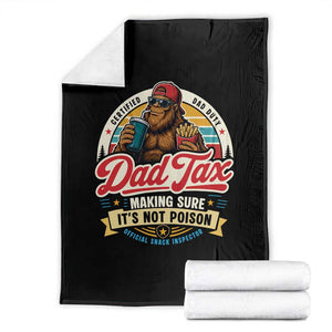 Funny Dad Tax Certified Dad Duty Bigfoot Throw Blanket Vintage Sasquatch Official Snack Inspector