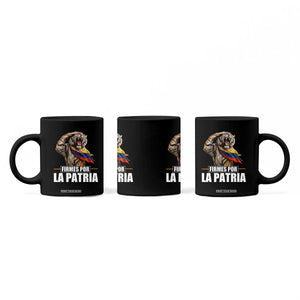 Firmes Por La Patria Colombian Pride Coffee Mug Roaring Saluting Tiger Patriotic Colombia Heritage Flag