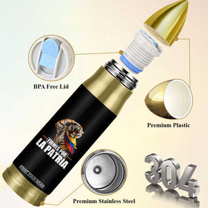 Firmes Por La Patria Colombian Pride Bullet Tumbler Roaring Saluting Tiger Patriotic Colombia Heritage Flag