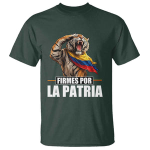 Firmes Por La Patria Colombian Pride T Shirt Roaring Saluting Tiger Patriotic Colombia Heritage Flag
