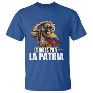 Firmes Por La Patria Colombian Pride T Shirt Roaring Saluting Tiger Patriotic Colombia Heritage Flag