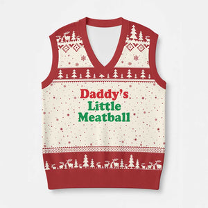 Daddy's Little Meatball V-Neck Knit Sweater Vest Funny Italian Family Baby Humor TS02 Beige Red Print Your Wear