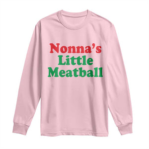 Nonna's Little Meatball Long Sleeve Shirt Funny Italian Family Baby Humor TS02 Light Pink Print Your Wear