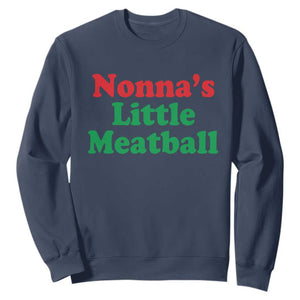 Nonna's Little Meatball Sweatshirt Funny Italian Family Baby Humor TS02 Navy Print Your Wear