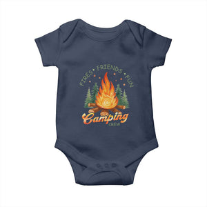 Fires Friends Fun Camping Crew Baby Onesie Cozy Campfire Adventure Outdoor Lovers TS02 Navy Print Your Wear