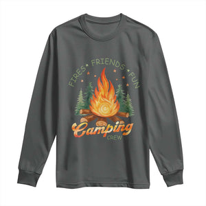 Fires Friends Fun Camping Crew Long Sleeve Shirt Cozy Campfire Adventure Outdoor Lovers TS02 Dark Heather Print Your Wear