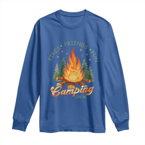 Fires Friends Fun Camping Crew Long Sleeve Shirt Cozy Campfire Adventure Outdoor Lovers TS02 Royal Blue Print Your Wear