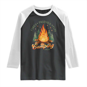 Fires Friends Fun Camping Crew Raglan Shirt Cozy Campfire Adventure Outdoor Lovers TS02 Black White Print Your Wear