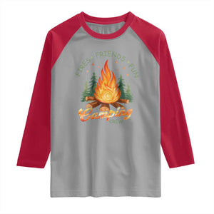 Fires Friends Fun Camping Crew Raglan Shirt Cozy Campfire Adventure Outdoor Lovers TS02 Sport Gray Red Print Your Wear