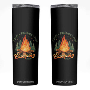 Fires Friends Fun Camping Crew Skinny Tumbler Cozy Campfire Adventure Outdoor Lovers TS02 Black Print Your Wear