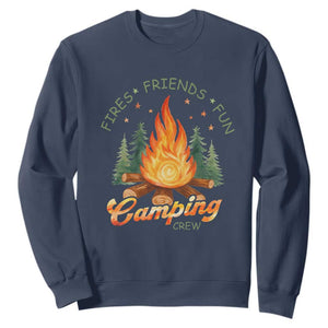 Fires Friends Fun Camping Crew Sweatshirt Cozy Campfire Adventure Outdoor Lovers TS02 Navy Print Your Wear