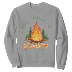 Fires Friends Fun Camping Crew Sweatshirt Cozy Campfire Adventure Outdoor Lovers TS02 Sport Gray Print Your Wear