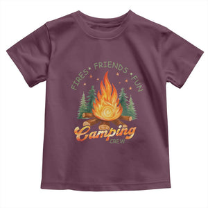 Fires Friends Fun Camping Crew Toddler T Shirt Cozy Campfire Adventure Outdoor Lovers TS02 Maroon Print Your Wear