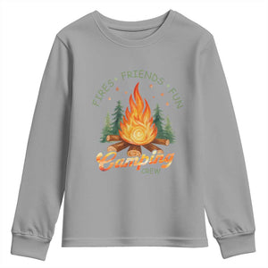 Fires Friends Fun Camping Crew Youth Sweatshirt Cozy Campfire Adventure Outdoor Lovers TS02 Sport Gray Print Your Wear