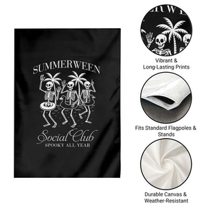 Summerween Social Club Garden Flag Spooky All Year Skeleton Summer Halloween Beach Party TS02 Print Your Wear