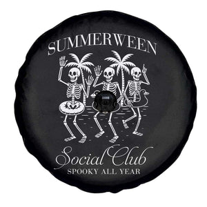 Summerween Social Club Spare Tire Cover Spooky All Year Skeleton Summer Halloween Beach Party TS02 Print Your Wear