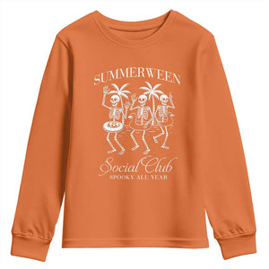 Summerween Social Club Youth Sweatshirt Spooky All Year Skeleton Summer Halloween Beach Party TS02 Orange Print Your Wear