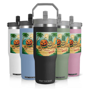 Retro Tropical Summerween Flip Straw Tumbler Halloween Summer Beach Cocktail Boo TS02 Print Your Wear
