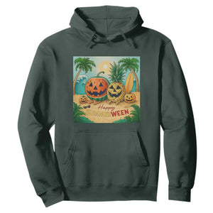 Retro Tropical Summerween Hoodie Halloween Summer Beach Cocktail Boo TS02 Dark Forest Green Print Your Wear