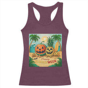 Retro Tropical Summerween Racerback Tank Top Halloween Summer Beach Cocktail Boo TS02 Maroon Print Your Wear