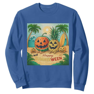 Retro Tropical Summerween Sweatshirt Halloween Summer Beach Cocktail Boo TS02 Royal Blue Print Your Wear