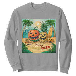 Retro Tropical Summerween Sweatshirt Halloween Summer Beach Cocktail Boo TS02 Sport Gray Print Your Wear