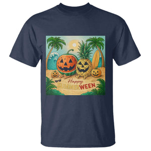 Retro Tropical Summerween T Shirt Halloween Summer Beach Cocktail Boo TS02 Navy Print Your Wear