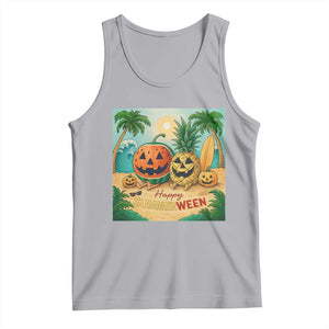 Retro Tropical Summerween Tank Top Halloween Summer Beach Cocktail Boo TS02 Athletic Heather Print Your Wear