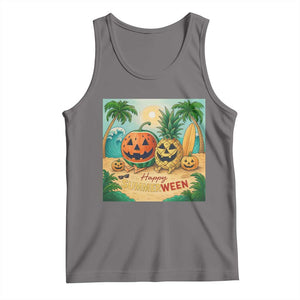 Retro Tropical Summerween Tank Top Halloween Summer Beach Cocktail Boo TS02 Deep Heather Print Your Wear