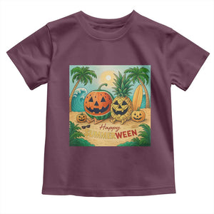 Retro Tropical Summerween Toddler T Shirt Halloween Summer Beach Cocktail Boo TS02 Maroon Print Your Wear