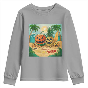 Retro Tropical Summerween Youth Sweatshirt Halloween Summer Beach Cocktail Boo TS02 Sport Gray Print Your Wear