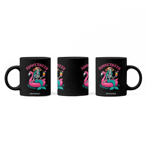 Summerween Skeleton Mermaid Coffee Mug Flamingo Float Funny Spooky Summer Halloween Vibes TS02 Print Your Wear
