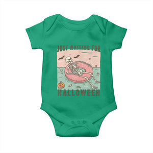Spooky Summer Skeleton Baby Onesie Just Waiting For Halloween Summer Pool Party TS02 Irish Green Print Your Wear