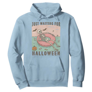 Spooky Summer Skeleton Hoodie Just Waiting For Halloween Summer Pool Party TS02 Light Blue Print Your Wear
