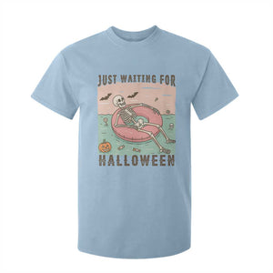 Spooky Summer Skeleton T Shirt For Kid Just Waiting For Halloween Summer Pool Party TS02 Light Blue Print Your Wear