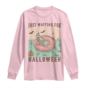 Spooky Summer Skeleton Long Sleeve Shirt Just Waiting For Halloween Summer Pool Party TS02 Light Pink Print Your Wear