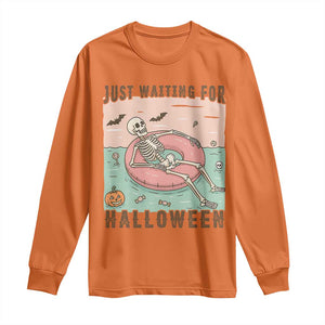 Spooky Summer Skeleton Long Sleeve Shirt Just Waiting For Halloween Summer Pool Party TS02 Orange Print Your Wear
