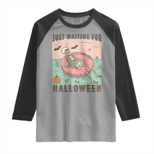 Spooky Summer Skeleton Raglan Shirt Just Waiting For Halloween Summer Pool Party TS02 Sport Gray Black Print Your Wear